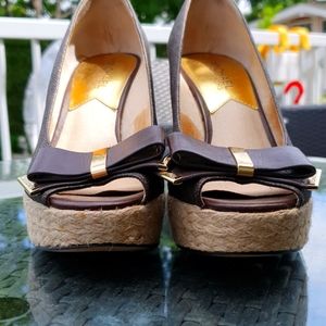 Michael Kors wedge espadrille peeptoe bow
